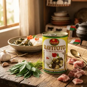 Ravitoto sy henakisoa en conserve Codal - plat traditionnel malgache