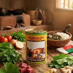 Romazava bouillon clair en conserve - plat traditionnel malgache aux bredes et boeuf
