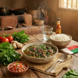 Romazava plat traditionnel Madagascar conserve ambiance