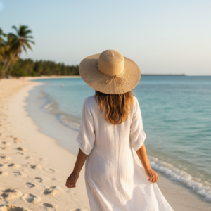Chapeau raphia Madagascar ambiance plage Nosy Be vacances tropicales