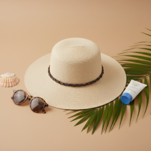 Chapeau capeline raphia naturel Madagascar large bord tresse main ruban