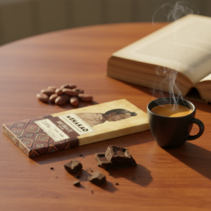 Chocolat Menakao 72% ambiance degustation espresso livre palissandre