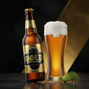 Bouteille Gold Biere Blonde Brasserie STAR Madagascar premium etiquette doree