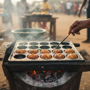 Mofo Gasy Mokary cuisson moule fonte braises marche malgache