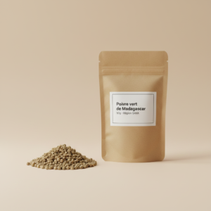 Poivre vert de Madagascar 50g sachet kraft grains déshydratés SAVA