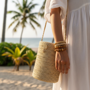 Sac raphia Madagascar ambiance boheme tropicale vacances plage
