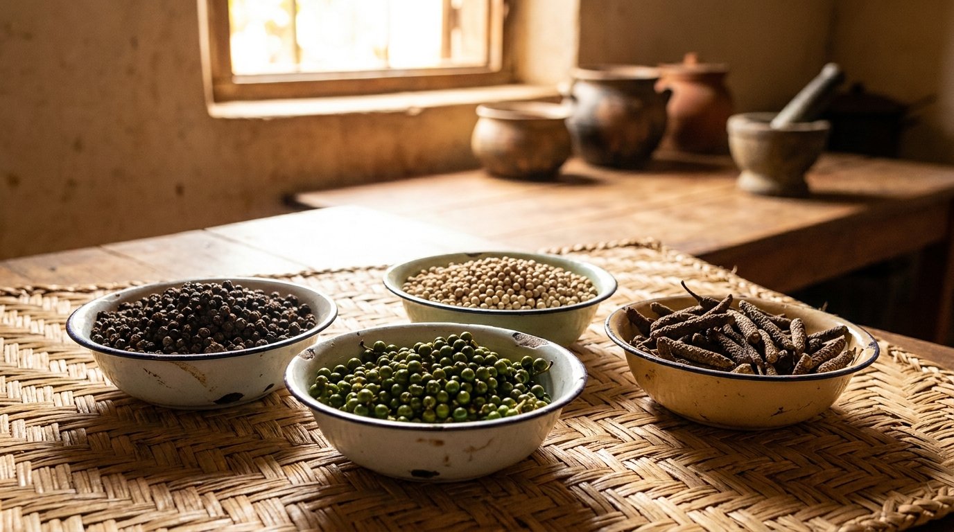 Assortiment de poivres de Madagascar en coupelles