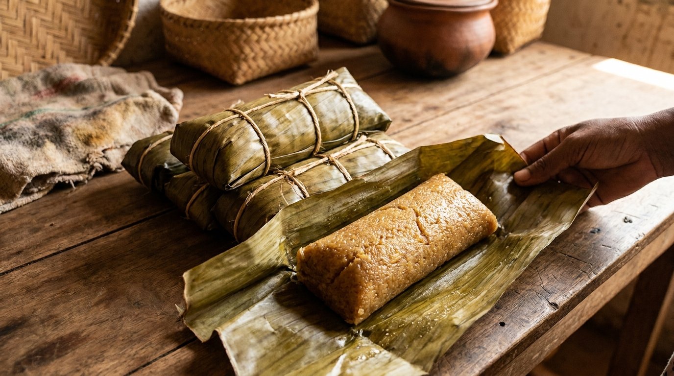 Mofo ravina, gâteau malgache cuit dans une feuille de bananier