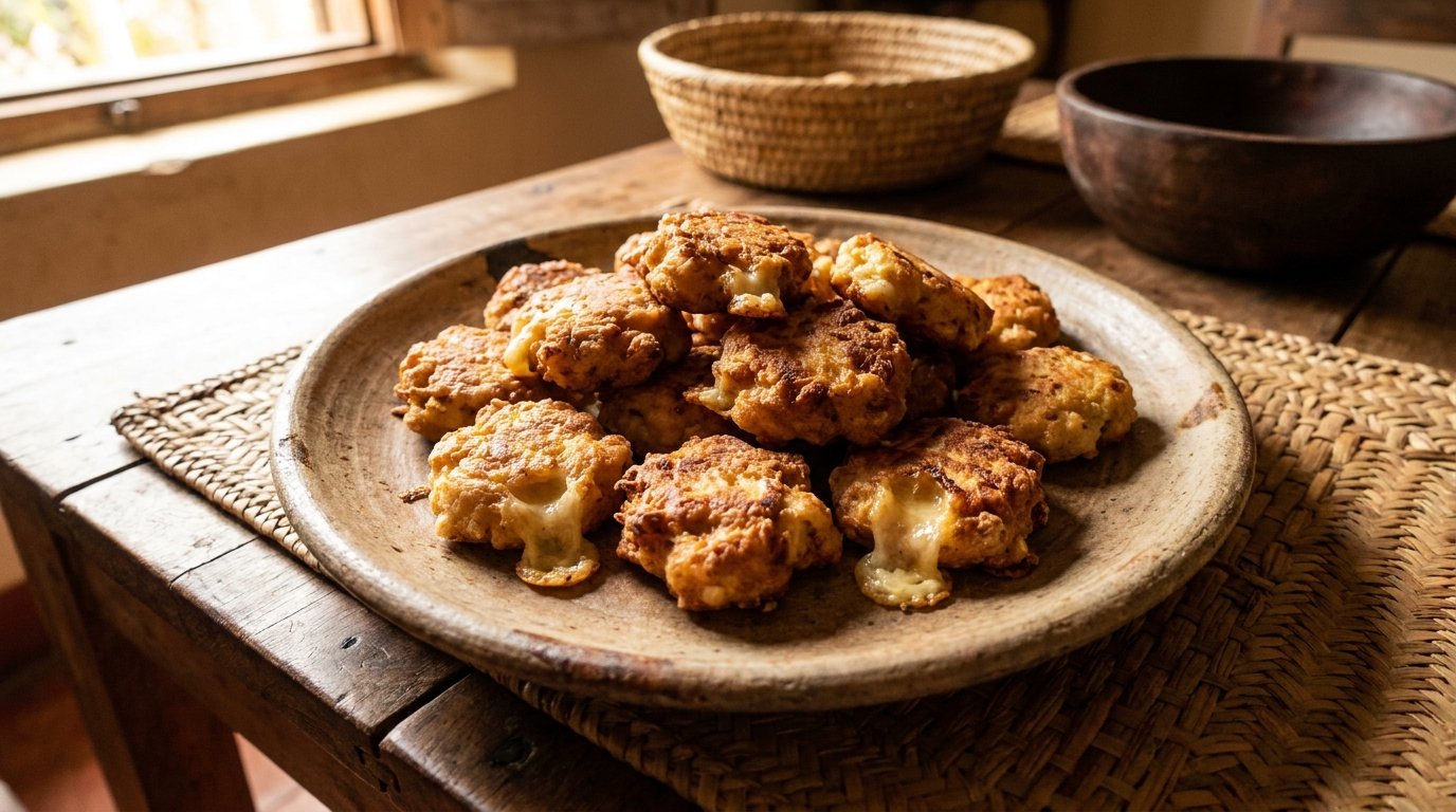 Beignets au fromage malgaches (caca pigeon) dorés et irréguliers
