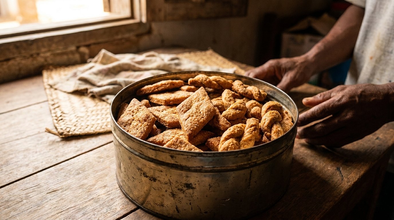 Petisa, beignets croustillants malgaches en losanges torsadés