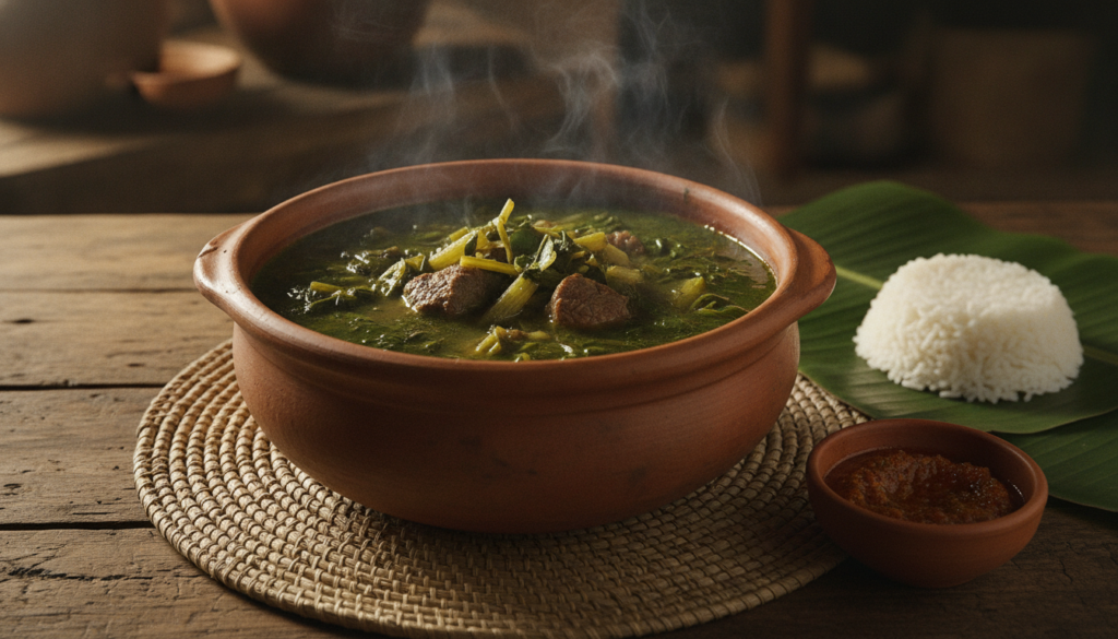 Romazava au cresson, plat national malgache