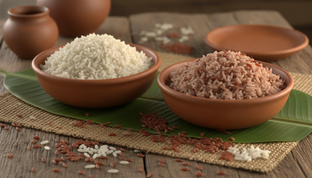Riz malgache, variétés blanche et rouge